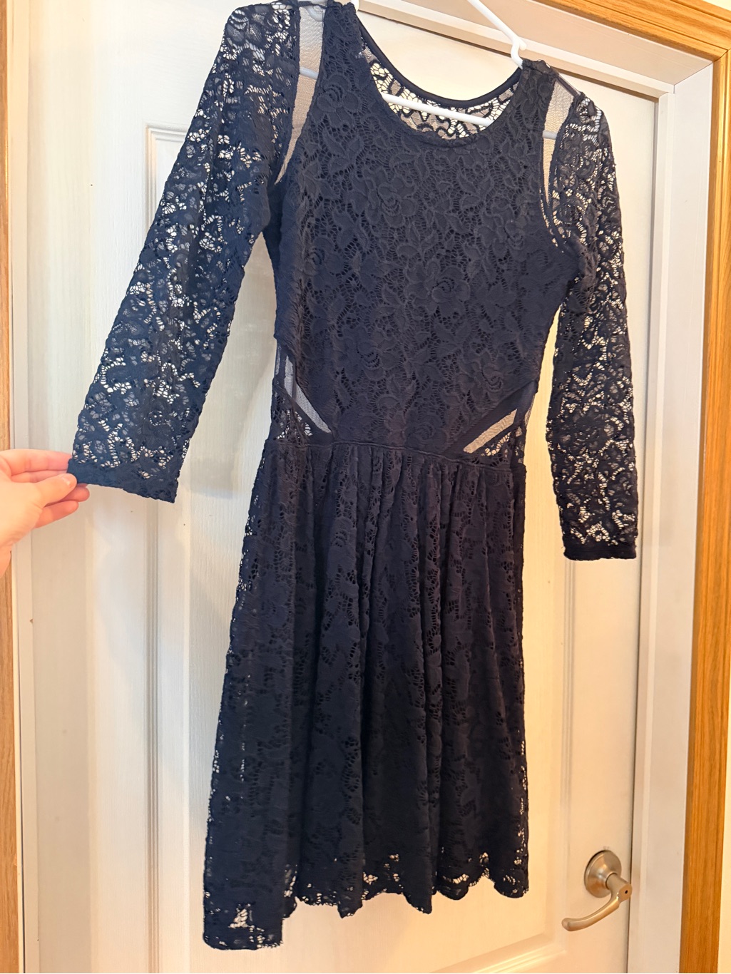 Abercrombie & Fitch Navy Lace Fit-And-Flare Dress